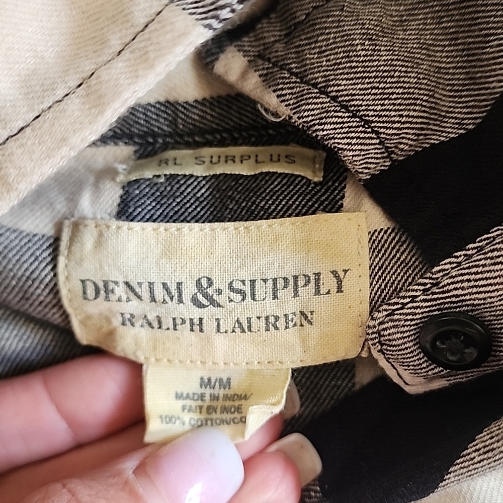Ralph Lauren Denim Supply Black and White Buffalo Plaid Button-Down Shirt - Picture 3 of 3